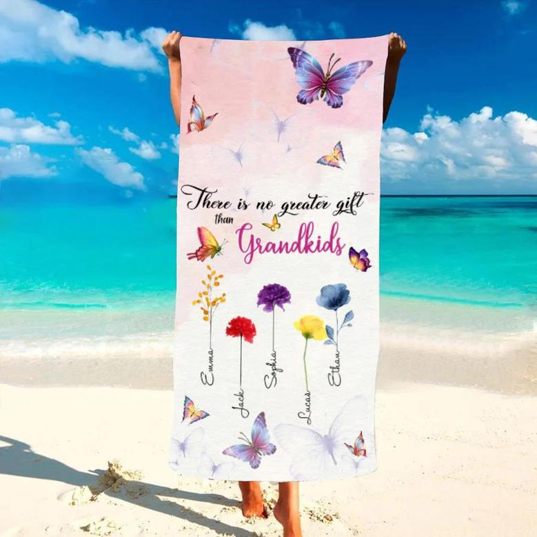 Blessed Nana Flower Design Personalized Beach Towels Unique Gift