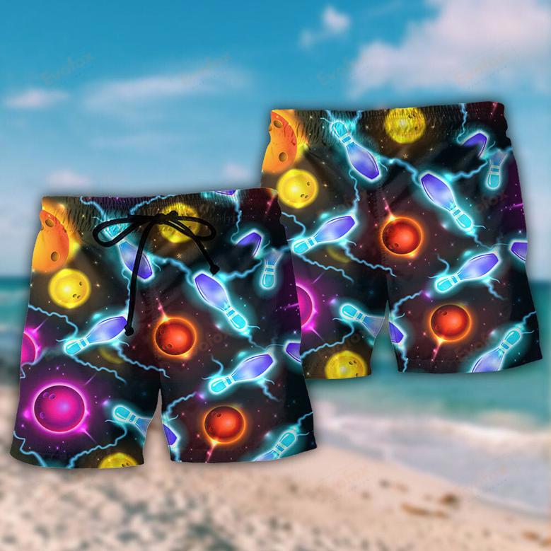 Bowling Ball And Pins Amazing Galaxy Beach Short