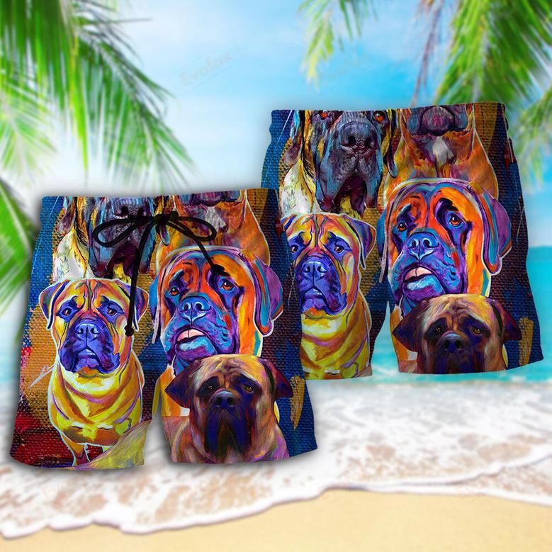 Bullmastiff Painting Dog Lover Beach Short