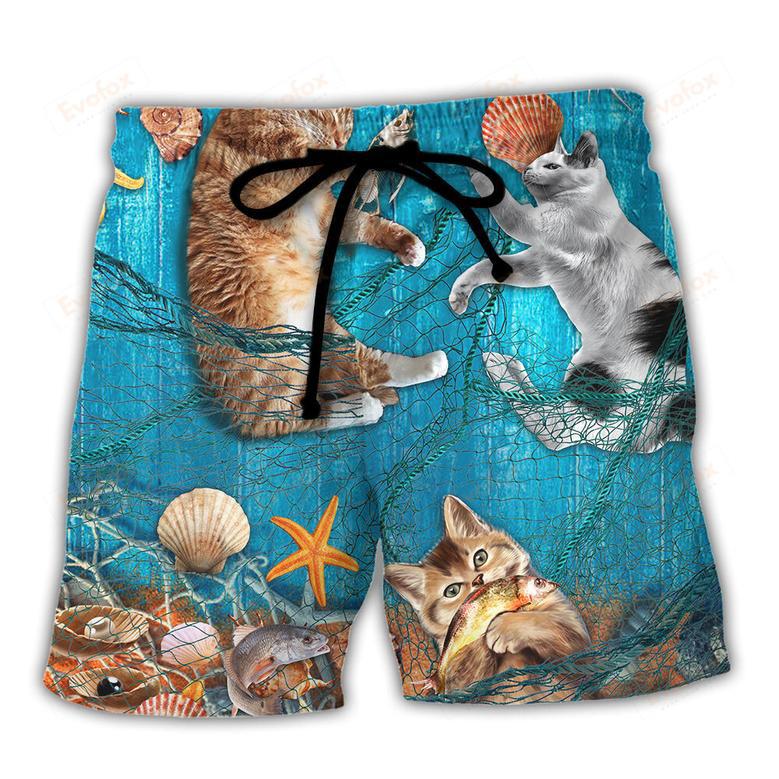 Cat Lazy On Beach Beach Short