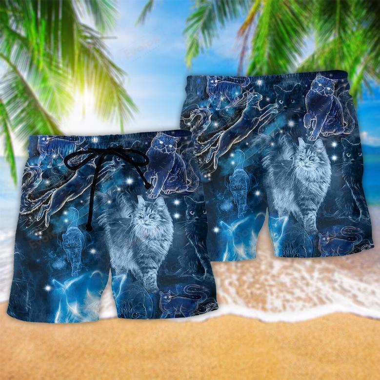 Cat Love Blue Neon Beach Short