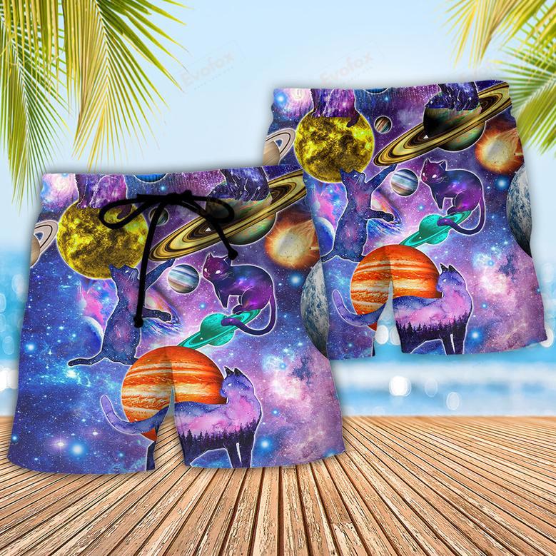 Cat Love Galaxy Colorfull Beach Short