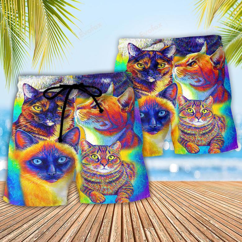 Cat Love Life Colorful Style Beach Short