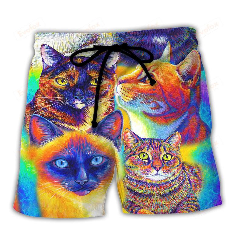 Cat Love Life Colorful Style Beach Short