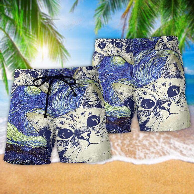 Cat Love Life With Blue Style Beach Short