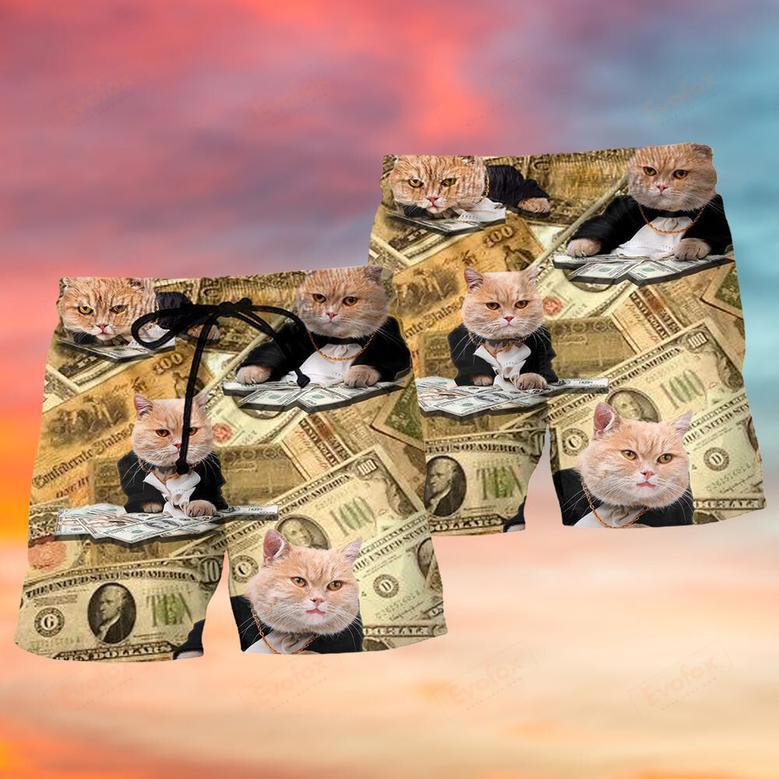 Cat Money Cat Vintage Style Beach Short