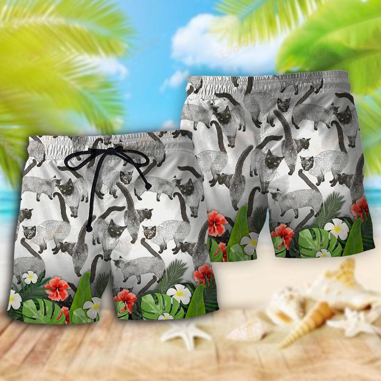 Cat Siamese Cat Lovely Tropical Style Beach Short