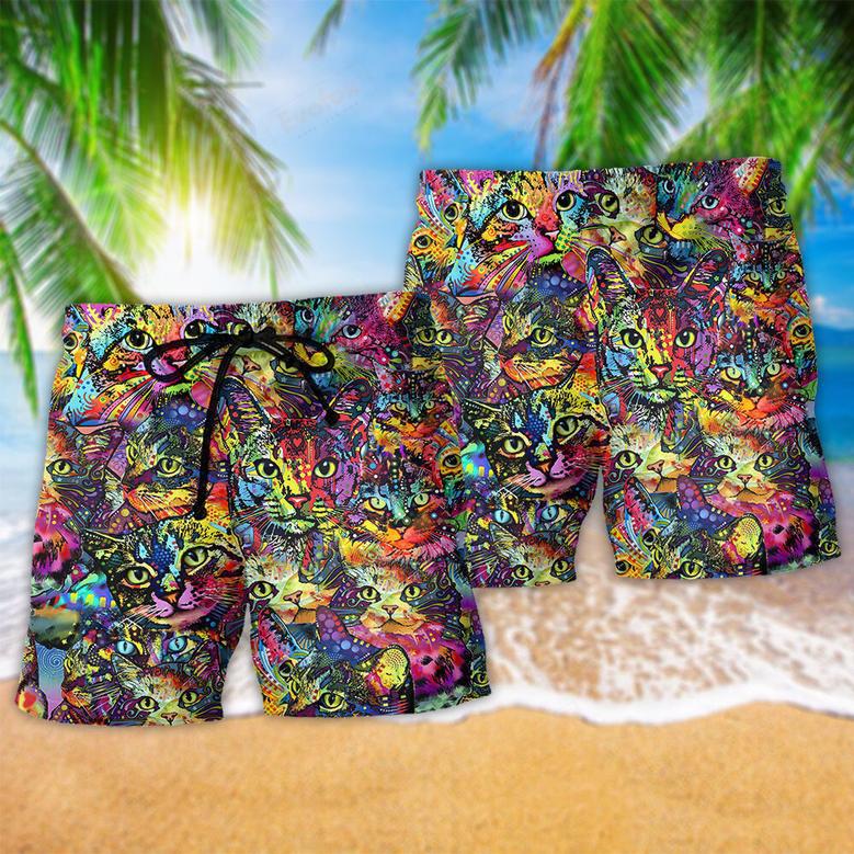 Cat Smile Colorful Cats Beach Short