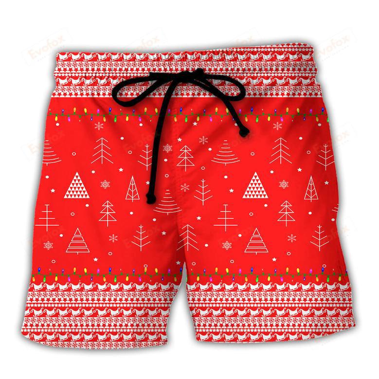 Cat Wreck The Tree Christmas Red Style Beach Short