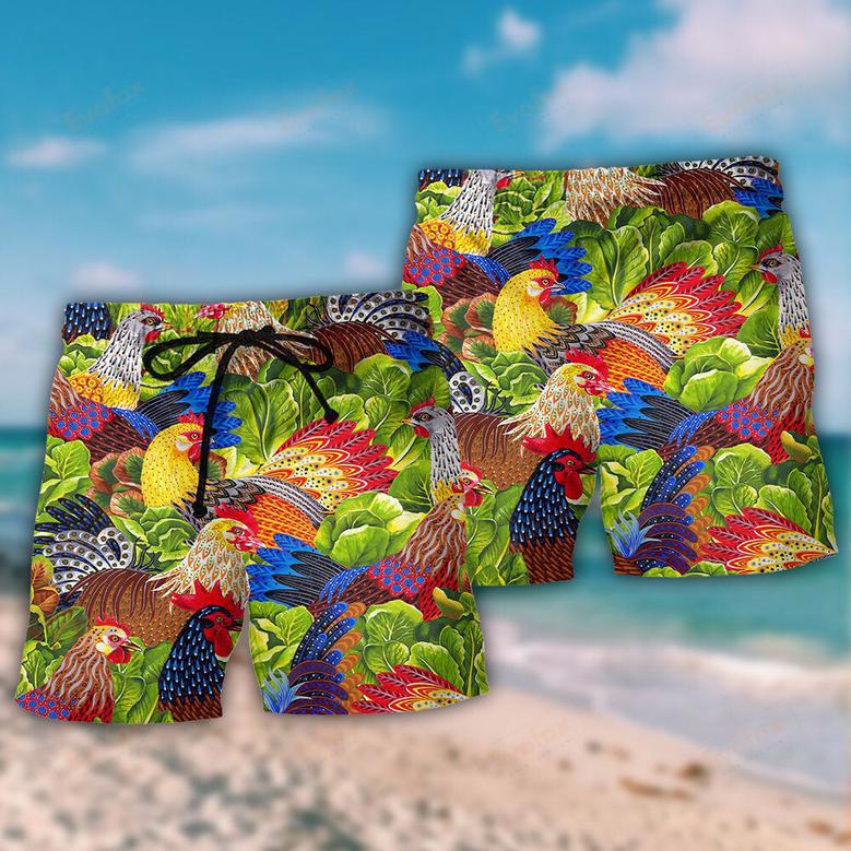 Chicken Family Lover Colorful Beach Short