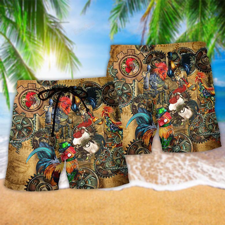 Chicken Rooster Steampunk Vintage Beach Short