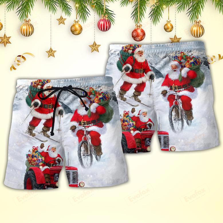 Christmas Having Fun With Santa Claus Gift For Xmas Beach Short