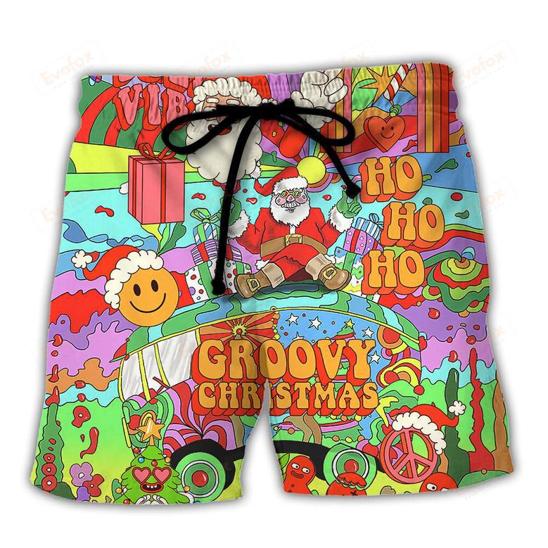 Christmas Hippie Santa Bus Peace Beach Short