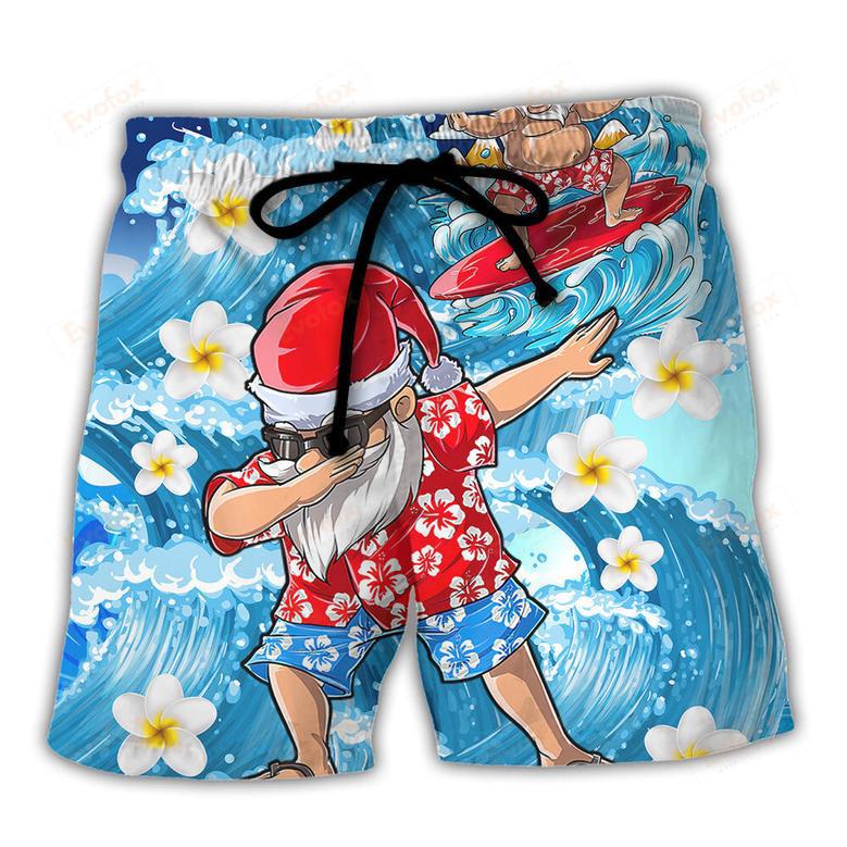 Christmas In July Dabbing Santa Funny Summer Beach Short