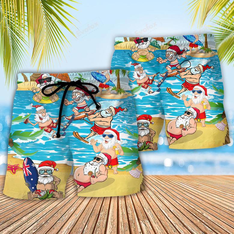 Christmas In July Santa Keeping The Christmas Spirit Alive Year Round Beach Short