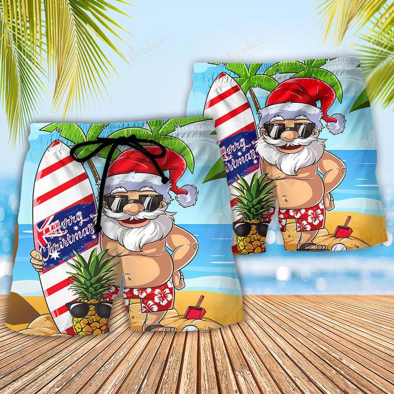 Christmas In July Santa Let's Surf Summer Vibe Beach Short