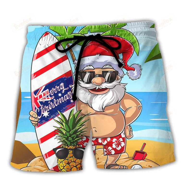 Christmas In July Santa Let's Surf Summer Vibe Beach Short