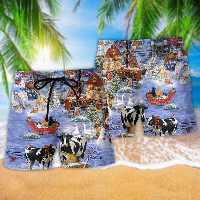 Christmas Love Farm Funny Beach Short