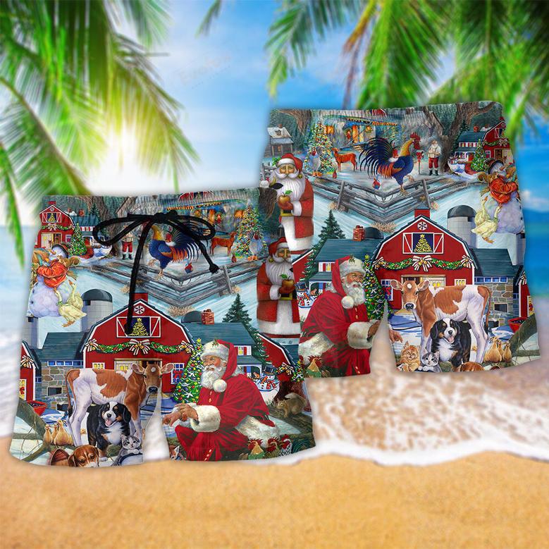 Christmas Love Many Animals Beach Short