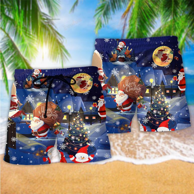 Christmas Love Santa And Gifts Beach Short