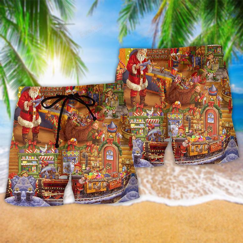 Christmas Santa And Happiness Amazing Beach Short