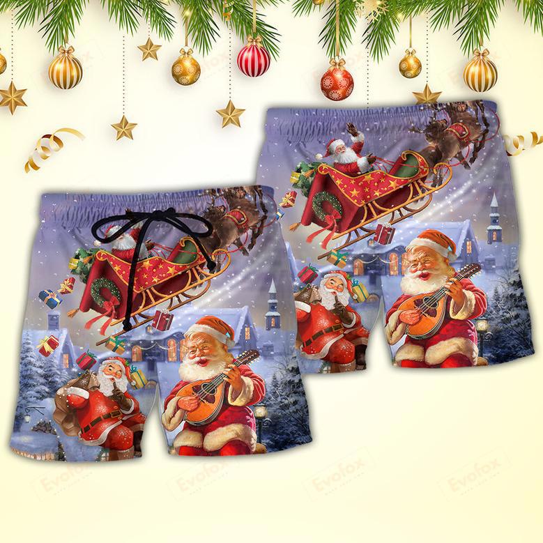 Christmas Santa Claus Funny Art Style Beach Short