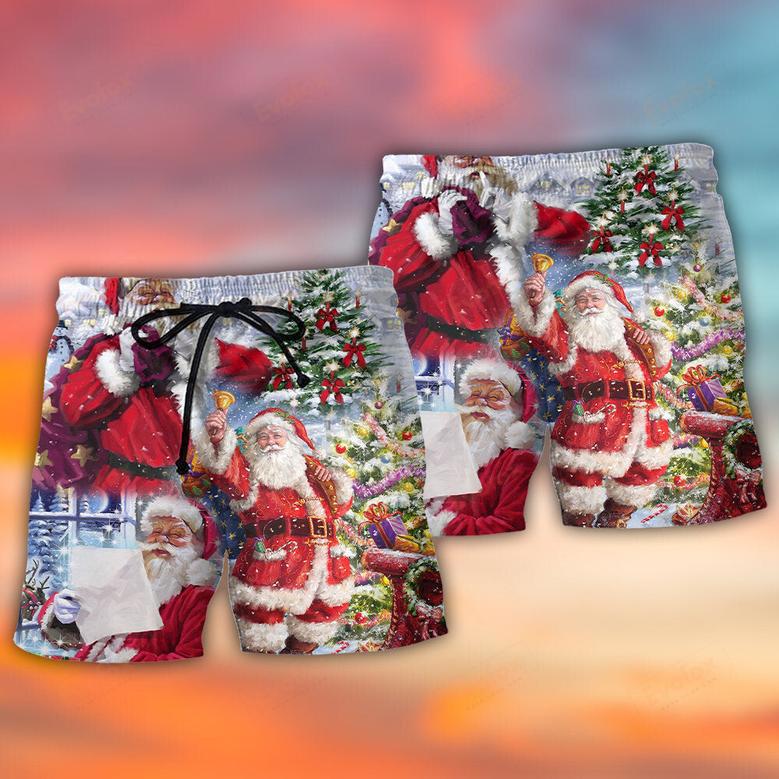 Christmas Santa Claus Is Coming To Town Beach Short