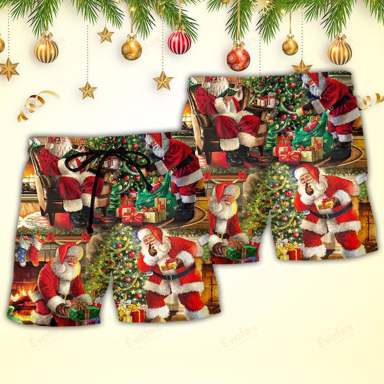 Christmas Santa Claus Story Gift For Xmas Painting Style Beach Short