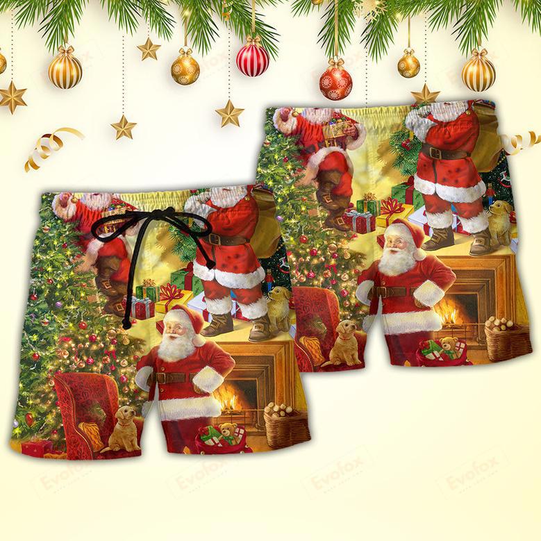 Christmas Santa Claus Story Happy Xmas Art Style Beach Short