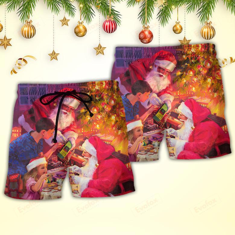 Christmas Santa Claus Story Light Art Style Beach Short