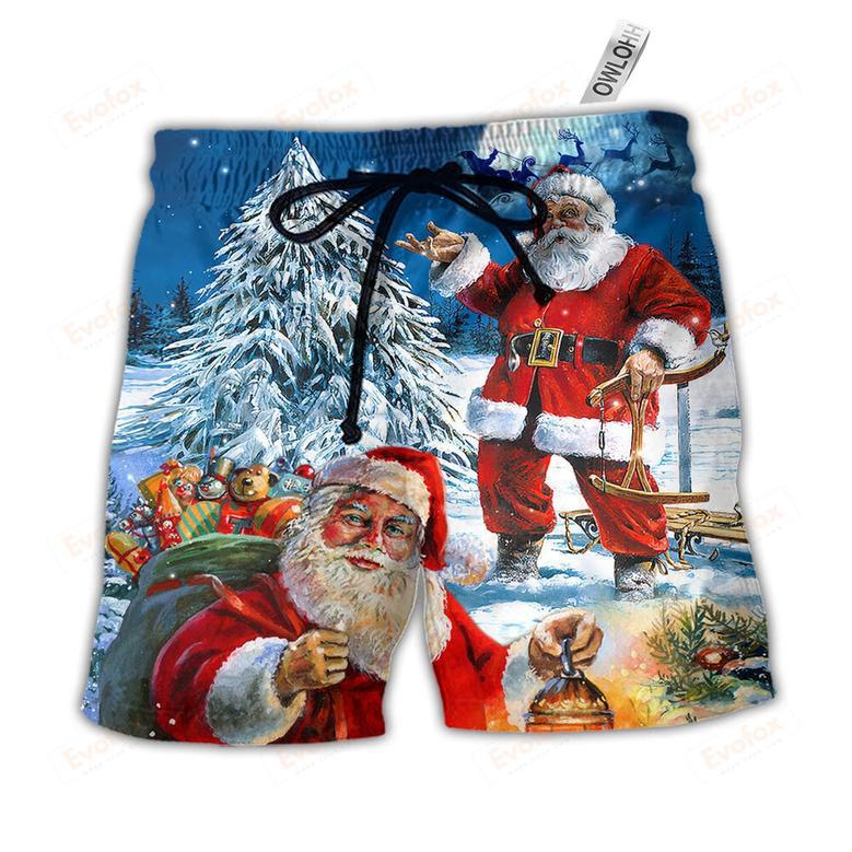 Christmas Santa Claus Story Nights Christmas Is Coming Painting Style Beach Short