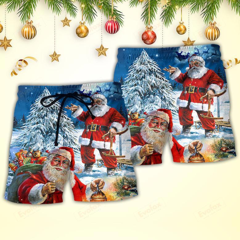 Christmas Santa Claus Story Nights Christmas Is Coming Painting Style Beach Short