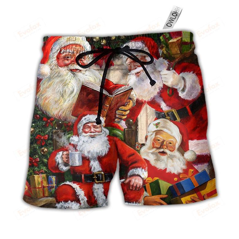 Christmas Santa Claus Story Nights Gift For Xmas Painting Style Beach Short