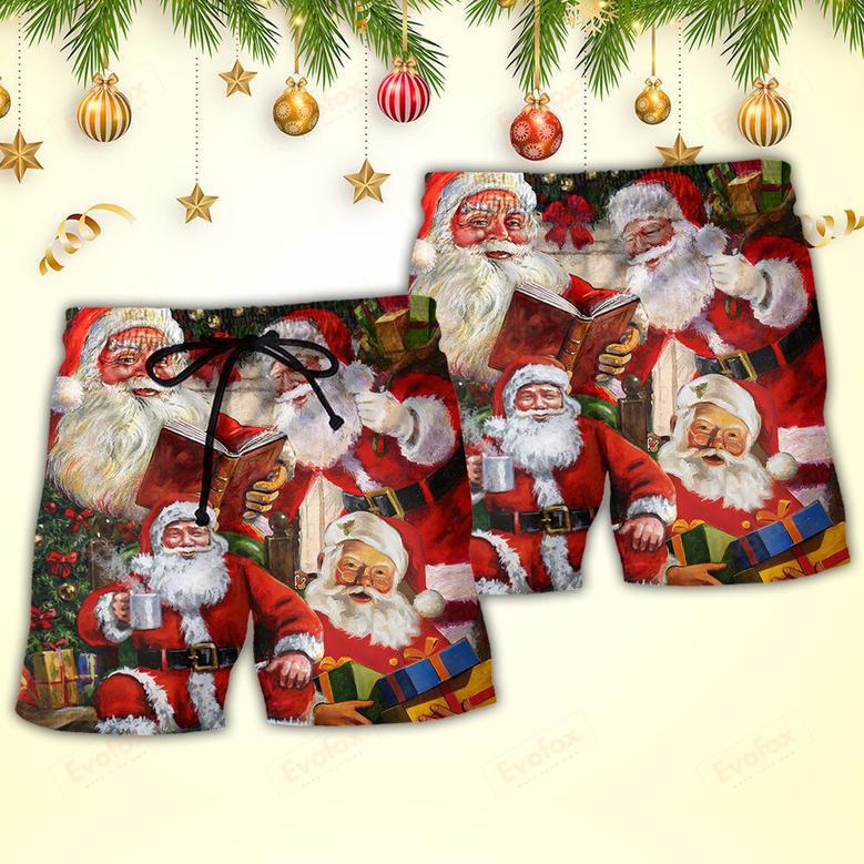 Christmas Santa Claus Story Nights Gift For Xmas Painting Style Beach Short