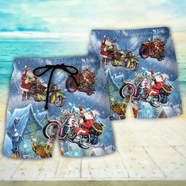 Christmas Santa Driving Happy Holidays Beach Short