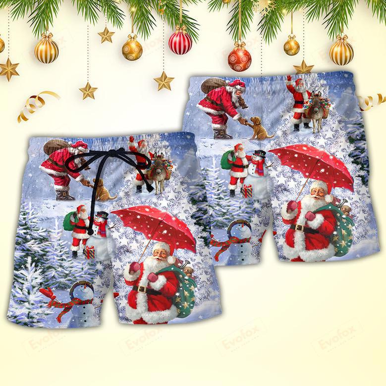 Christmas Santa Is Always With You Story Night Christmas Tree Beach Short