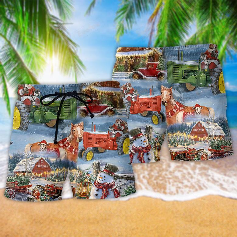 Christmas To Farm Happiness Beach Short