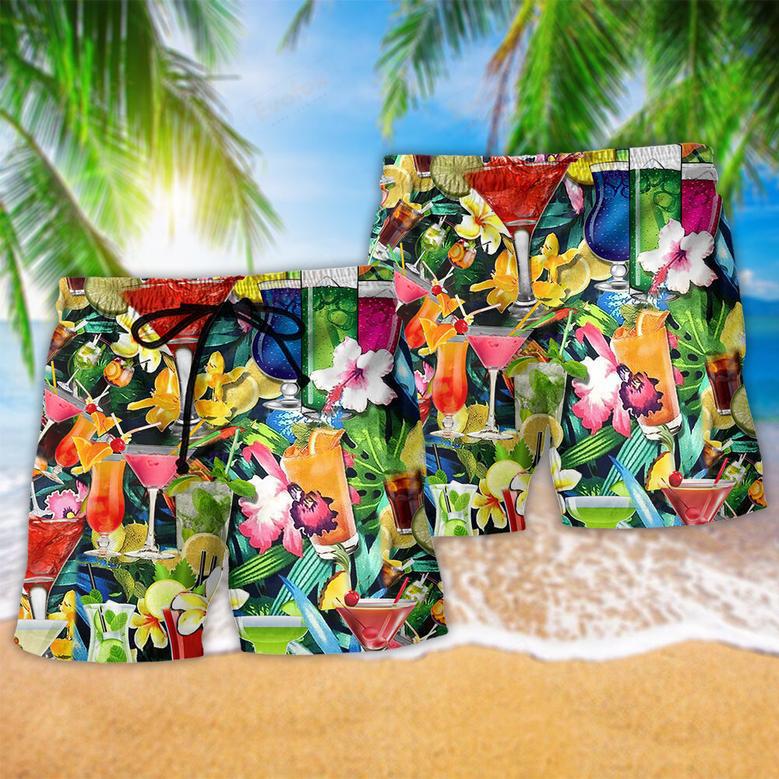 Cocktail And Flowers Beautiful Beach Short