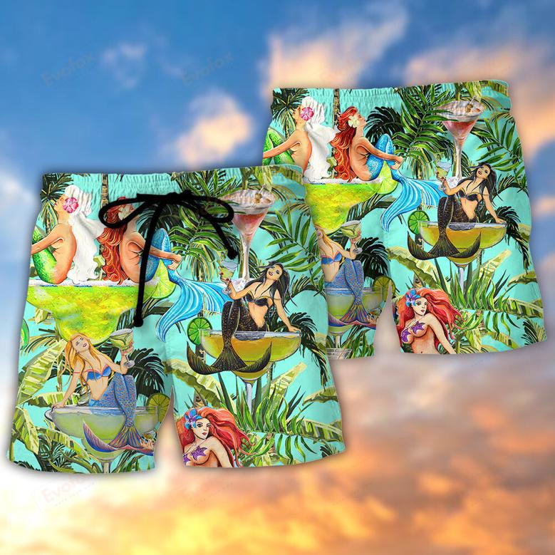 Cocktail And Mermaid Fantasy Beautiful Tropical Beach Short