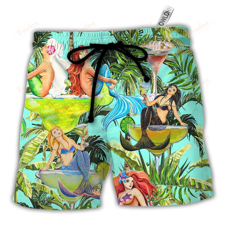 Cocktail And Mermaid Fantasy Beautiful Tropical Beach Short