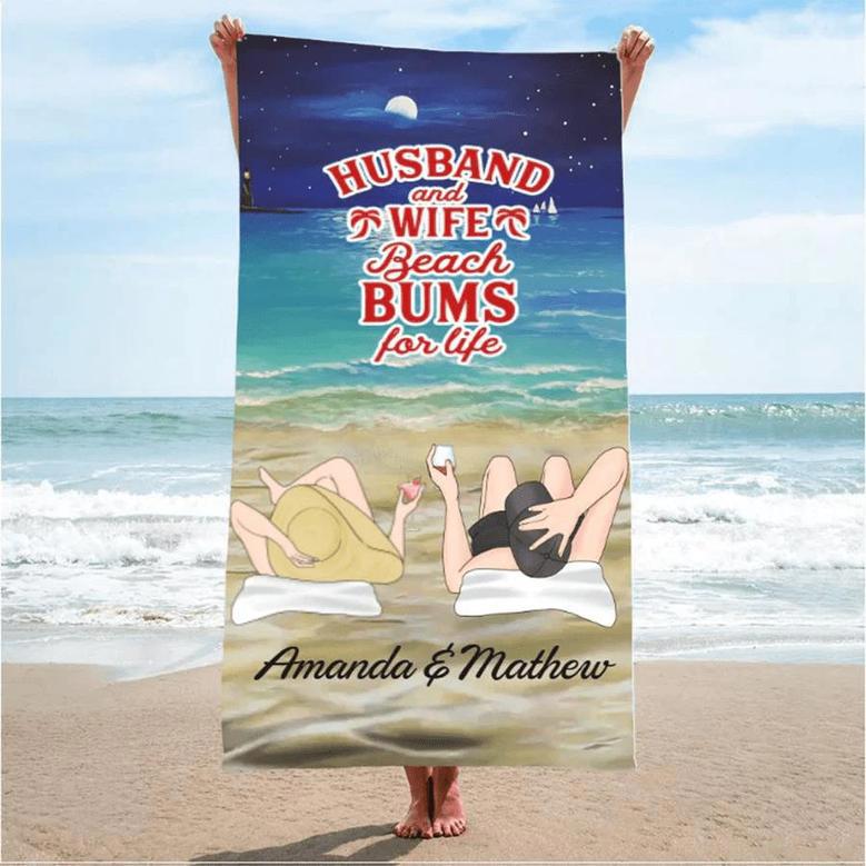 Couple Anniversary Personalized Beach Towels Husband Wife Unique Gift