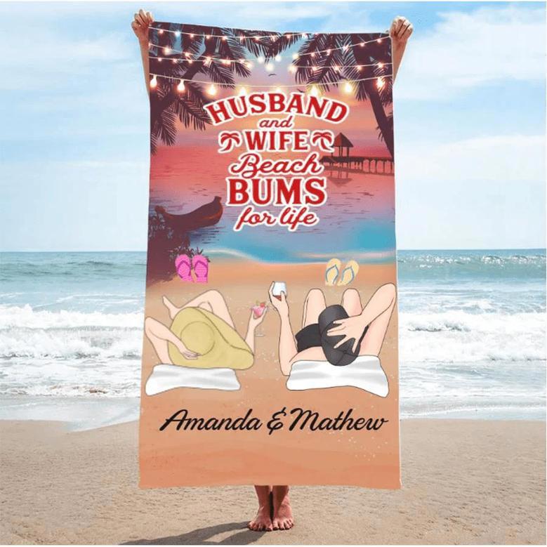 Couple Anniversary Personalized Beach Towels Husband Wife Unique Gift