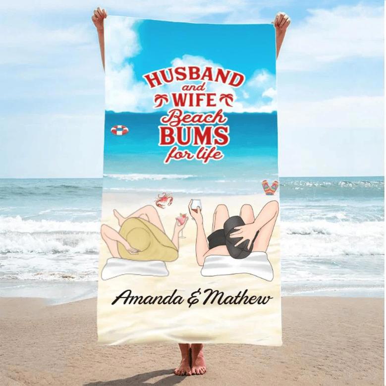 Couple Anniversary Personalized Beach Towels Husband Wife Unique Gift