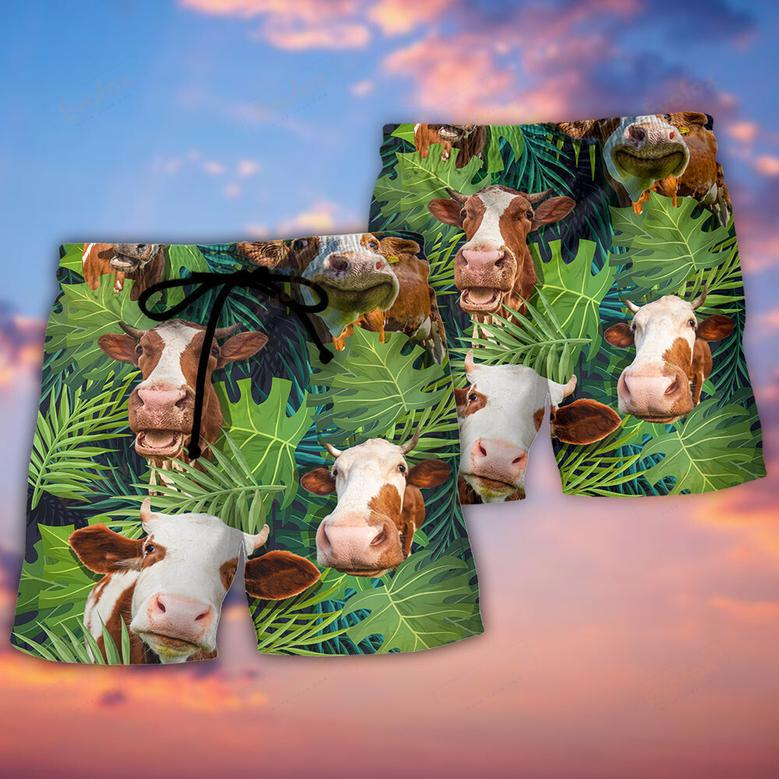 Cow Face Troll Funny Lover Cattle Tropical Style Beach Short