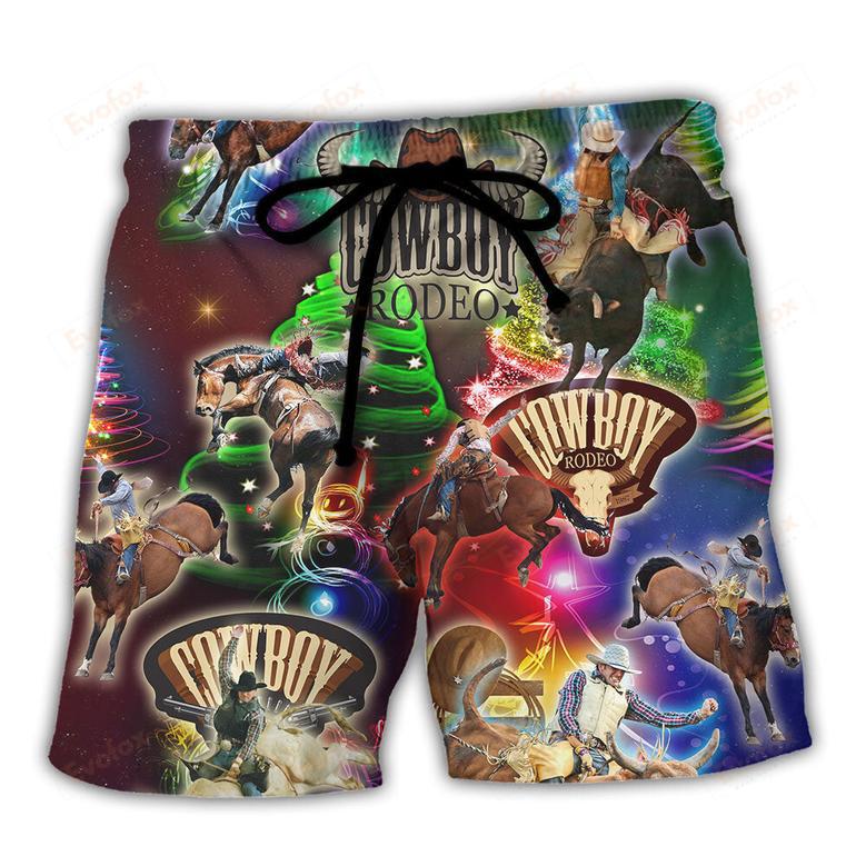 Cowboy Rodeo Merry Christmas Beach Short