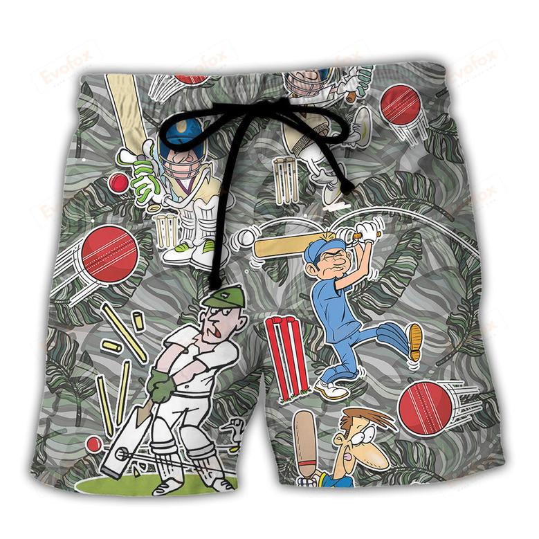 Cricket Sport Cricket Lover Tropical Funny Leaf Art Beach Short