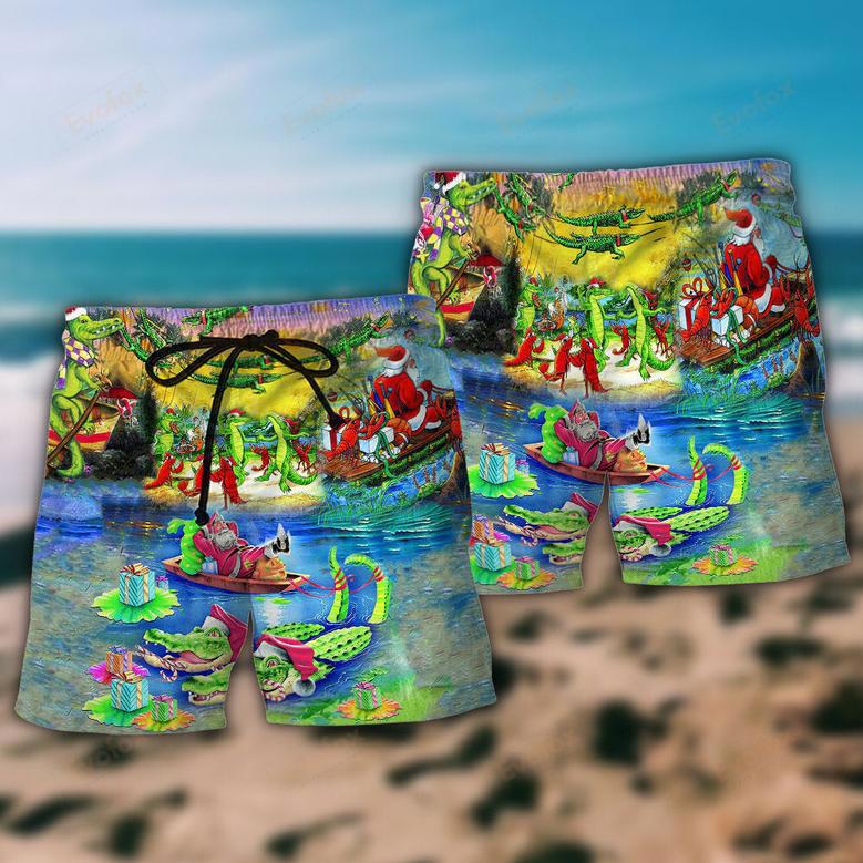 Crocodile Love Xmas Merry Christmas Beach Short