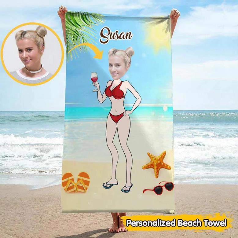 Custom Photo Beach Towels Men Women Unique Pool Towel Design Gift