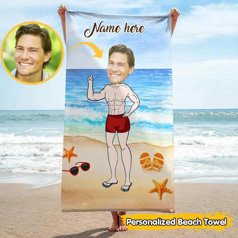 Custom Photo Beach Towels Men Women Unique Pool Towel Design Gift