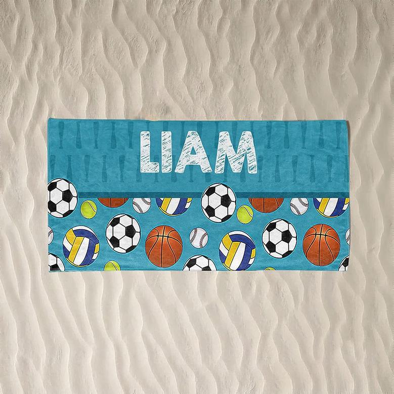 Custom Sports Design Personalized Beach Towels Adults Kids Unique Gift